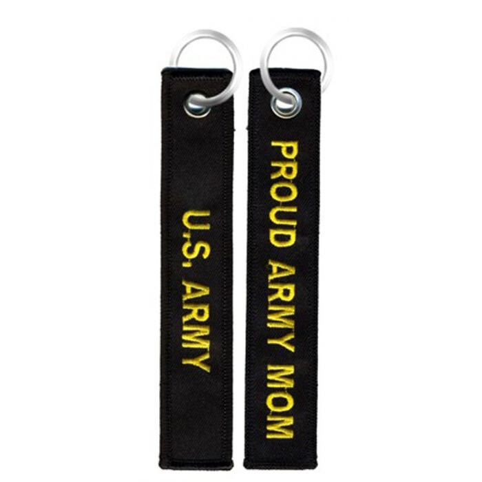 Proud Army Mom Keychain - United States Army Black Embroidered Key Ring Keyfob US Army Proud Mom Craft Supply