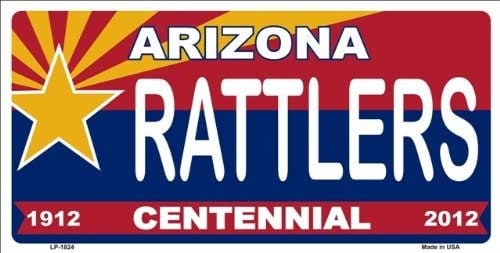 Arizona RATTLERS Centennial State Background Metal License Plate