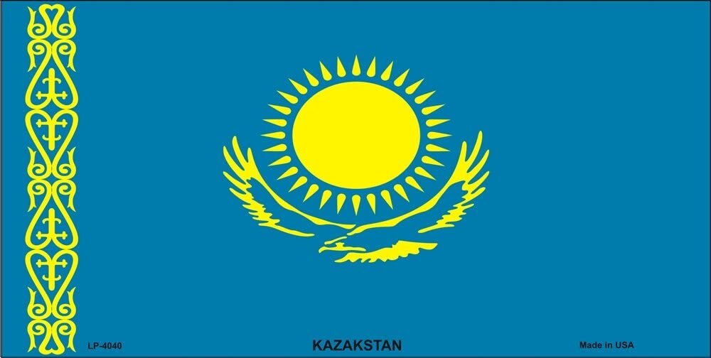 KAZAKSTAN Flag Metal License Plate Sign Novelty Vanity Kazakh Craft Supply