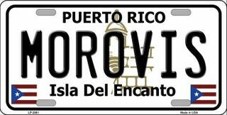 MOROVIS Puerto Rico Background Metal License Plate Sign Novelty Vanity