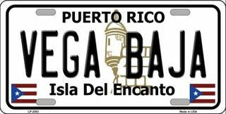 VEGA BAJA Puerto Rico Background Metal License Plate Sign Novelty Vanity Craft Supply