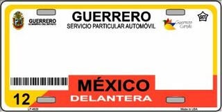 GUERRERO Mexico Background Metal License Plate Sign Novelty Vanity Craft Supply