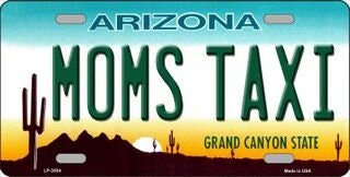 MOMS TAXI ARIZONA State Background Metal License Plate Sign Novelty Vanity Craft Supply