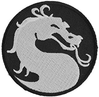 Dragon Breathing Fire Small Circular Embroidered Patch - Mystical Fantasy