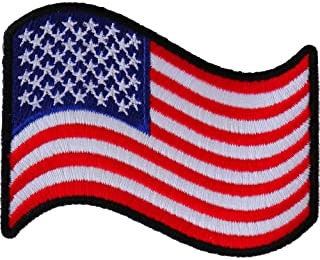 Waving American Flag Patch - Embroidered Iron on Patch - United States of America USA Flag