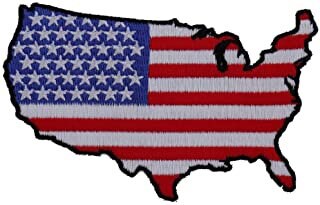 Unites States Map with US Flag - Embroidered Iron on Patch - United States of America USA Flag