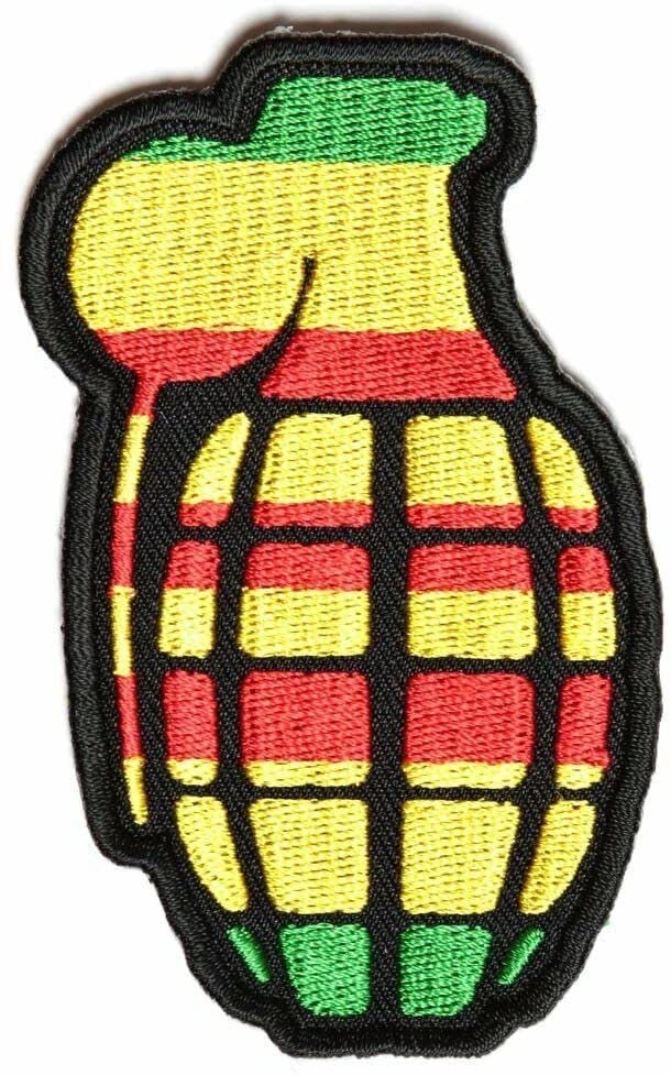 Grenade Vietnam War Ribbon Patch - Military Biker Motorcycle Patch