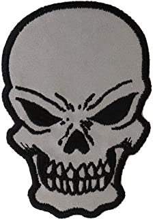 Small Reflective Skull Patch - Skeleton Skull Face Embroidered Patch Appliqué