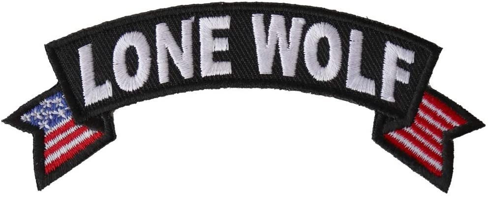 LONE WOLF Upper Rocker Patch - United States Flag Military Biker Motorcycle Embroidered Patch