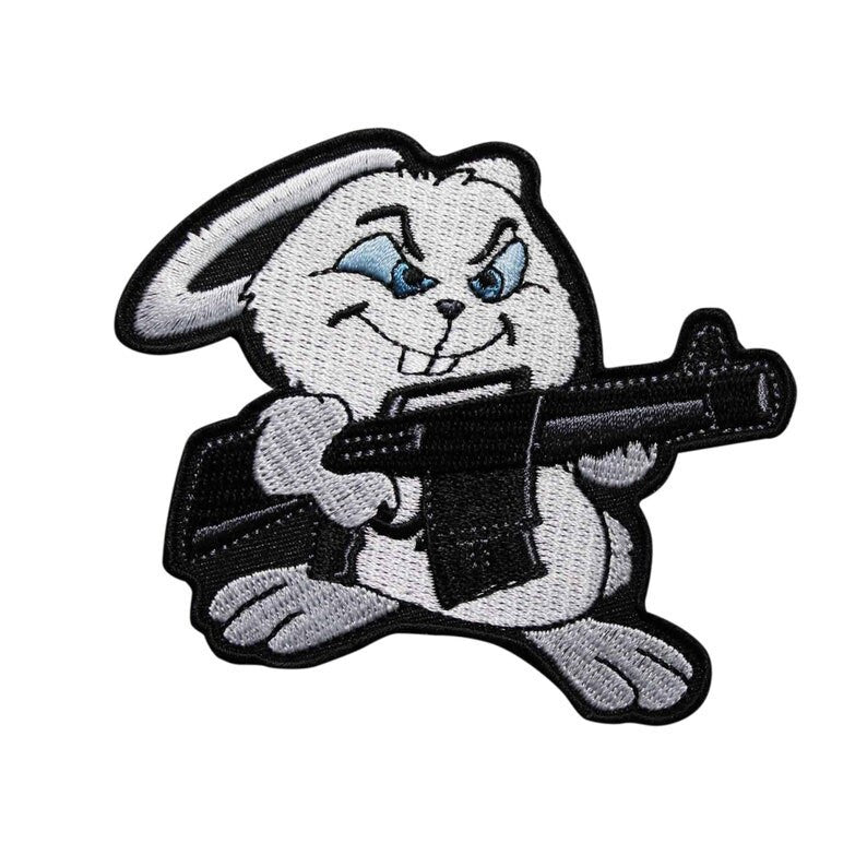Machine Gun Bunny Rabbit Patch - Funny Biker Motorcycle Patch