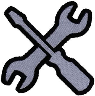 Wrench and Screwdriver Patch - Hand Tools Wrench Screwdriver Embroidered Patch Craft Supply