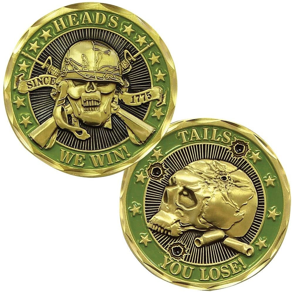 Army Heads We Win Tails You Lose Challenge Coin - United States Army Military Good Luck Double Sided Collectible Challenge Coin Craft Supply