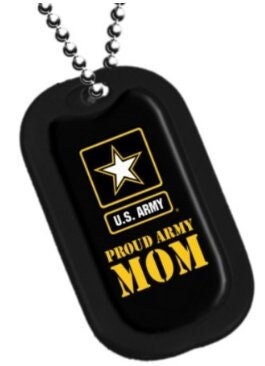 Proud Army MOM Dog Tag With Chain - United States Army Proud Mother Veteran Vet Dog Tag Craft Supply