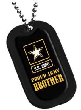 Proud Army BROTHER Dog Tag With Chain - United States Army Proud Brother Veteran Vet Dog Tag