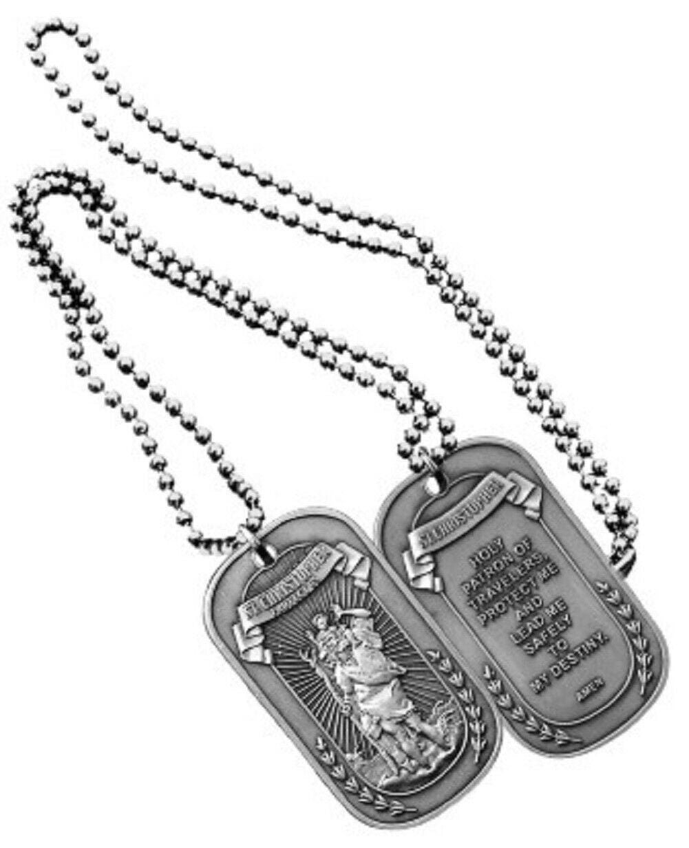 Saint Christopher Dog Tag With Chain - St. Christopher Protect Us Dog Tag Necklace Christian Pendant