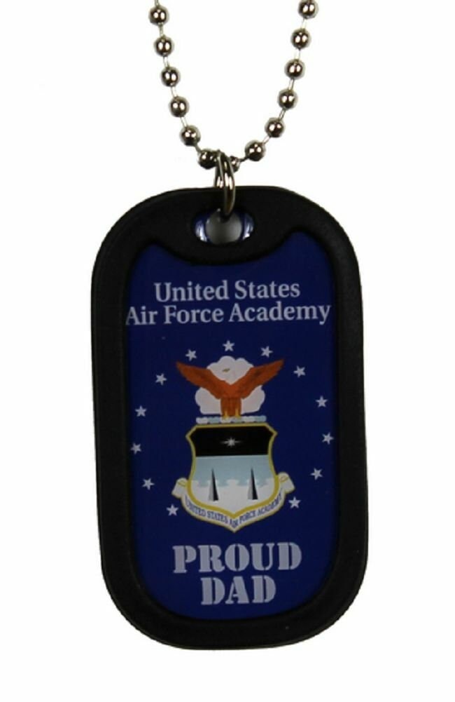 US Air Force Academy Proud Dad Dog Tag With Chain - United States Air Force Academy Military Veteran Vet Dog Tag Craft Supply