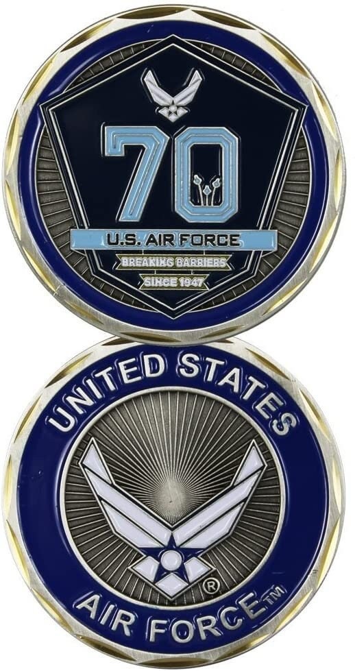 Air Force 70th Anniversary Challenge Coin - USAF Air Force United States Military Good Luck Double Sided Collectible Challenge Coin