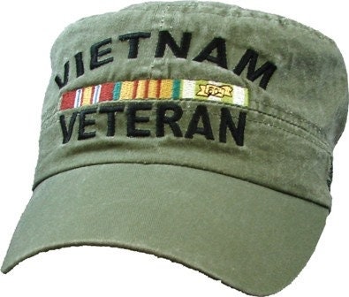 Vietnam Veteran with Ribbons Olive Drab Embroidered Cap Hat - United States Military Vet Veteran