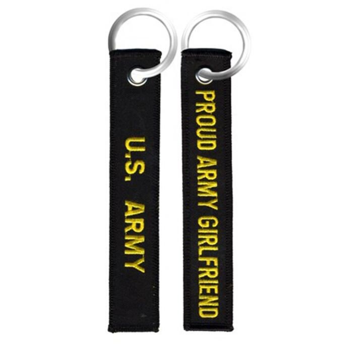 Proud Army Girlfriend Keychain - United States Army Black Embroidered Key Ring Keyfob US Army Proud Girlfriend Craft Supply