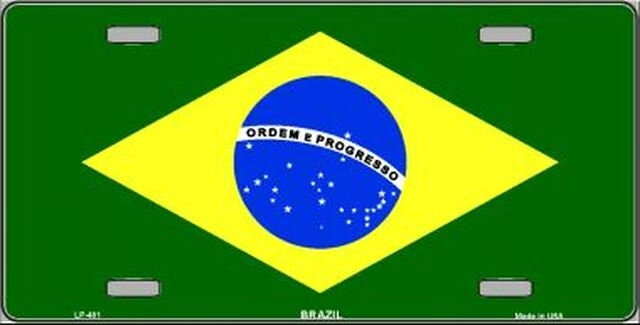 BRAZIL Flag Metal License Plate Sign Novelty Vanity Brazilian Craft Supply