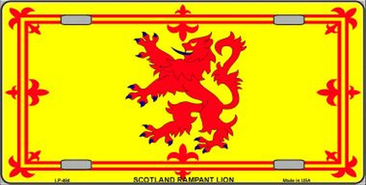 SCOTLAND LION Flag Metal License Plate Sign Novelty Vanity Scottish Craft Supply