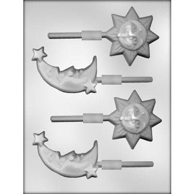 SUN MOON Sucker Chocolate Candy Mold -- Stars Space Sky Lolly Lollipop