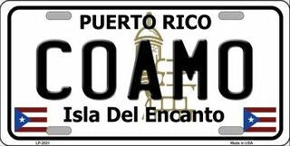 COAMO Puerto Rico Background Metal License Plate Sign Novelty Vanity Craft Supply