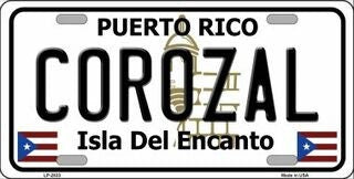 COROZAL Puerto Rico Background Metal License Plate Sign Novelty Vanity
