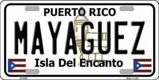 MAYAGUEZ Puerto Rico Background Metal License Plate Sign Novelty Vanity