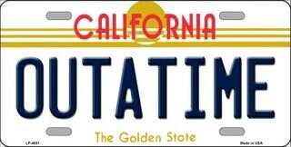 OUTATIME California State Background Metal License Plate Sign Novelty Vanity Craft Supply