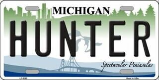 HUNTER Michigan State Background Metal License Plate Sign Novelty Vanity Craft Supply
