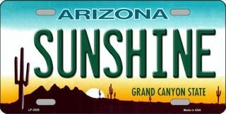 SUNSHINE ARIZONA State Background Metal License Plate Sign Novelty Vanity