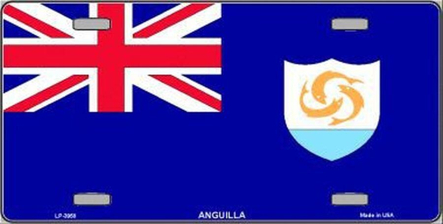 ANGUILLA Flag Metal License Plate Sign Novelty Vanity Anguillan Craft Supply