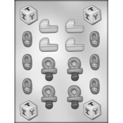 BABY SHOWER Assortment Chocolate Candy Mold -- Baby Shower Block Bootie Buggy Pacifier