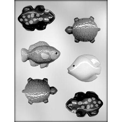 FISH , FROGS & TURTLES Chocolate Candy Mold -- Frogs Turtles Lily Pad Pond Water Craft Supply