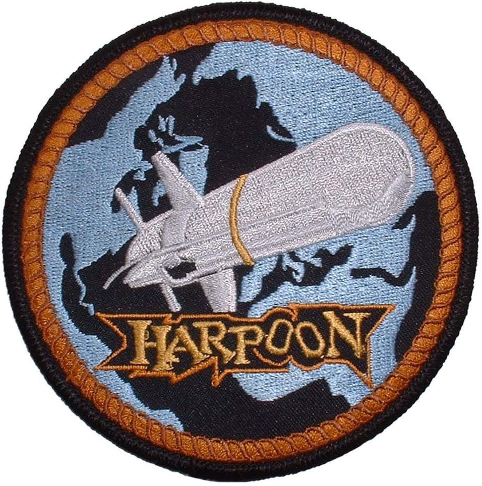 United States NAVY Harpoon Missile Embroidered Patch Applique - USN United States Navy Harpoon 4 Modern Tactical Naval Warfare