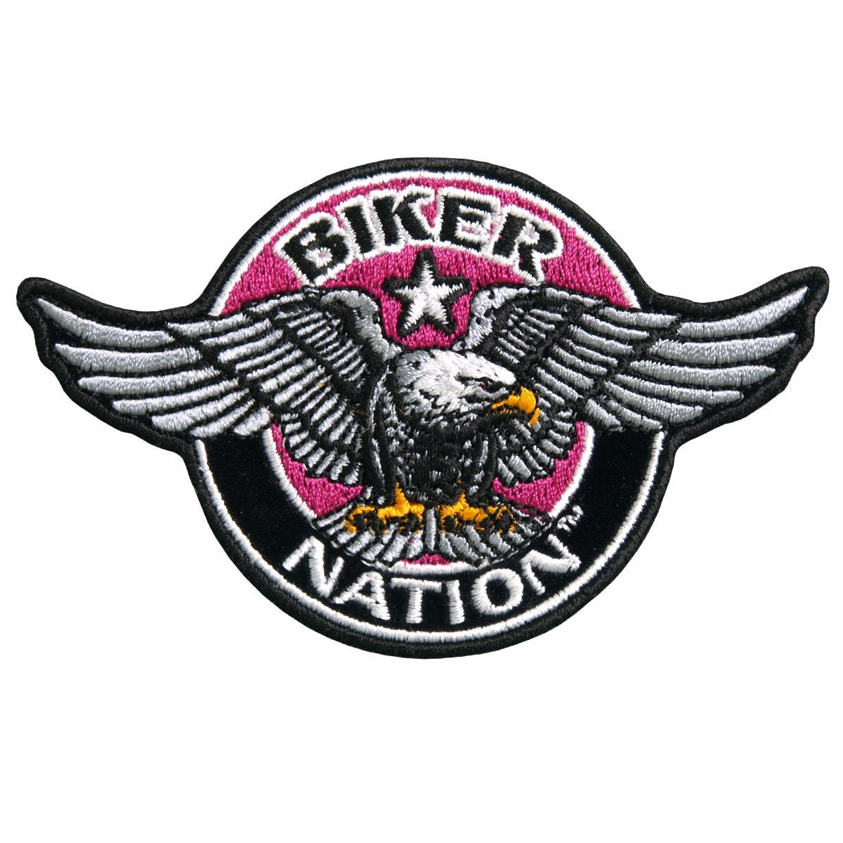 BIKER NATION Pink Patch - Biker Women Girl Motorcycle Embroidered Patch Appliqué Craft Supply