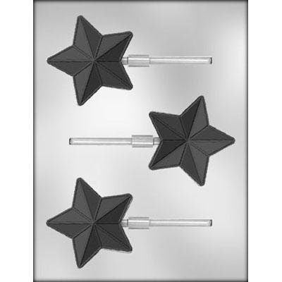 STAR WITH LINES Sucker Chocolate Candy Mold -- Astro Sun Star Space Lolly Lollipop