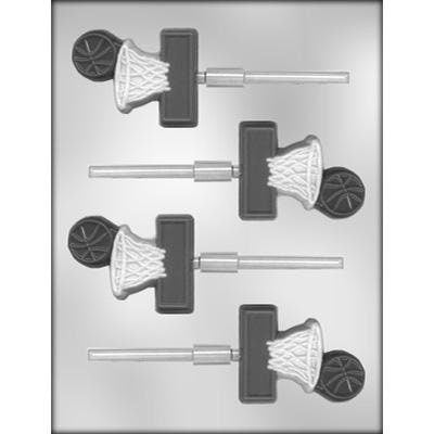 BASKETBALL AND NET Sucker Chocolate Candy Mold -- Basketball Goal Sports Lolly Lollipop