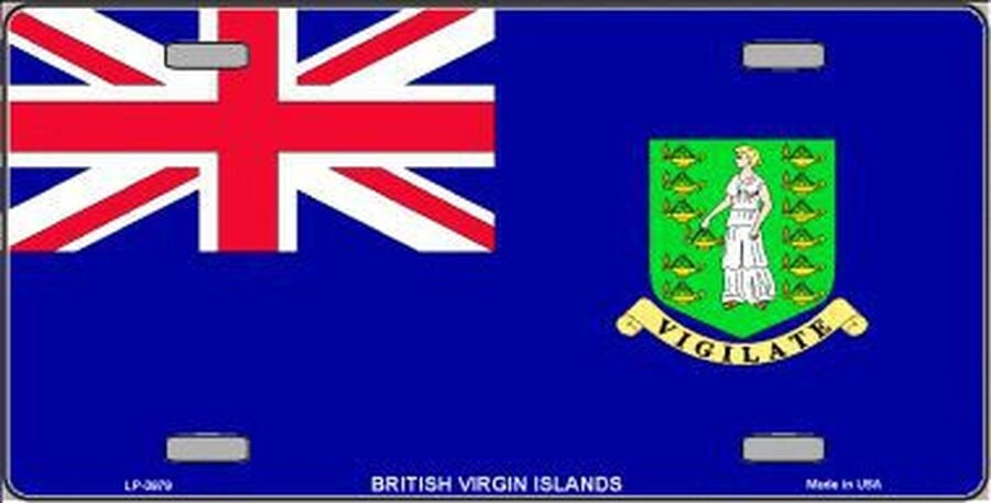 BRITISH VIRGIN ISLANDS Flag Metal License Plate Sign Novelty Vanity