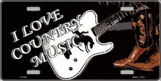 I LOVE COUNTRY MUSIC Metal License Plate Sign Novelty Vanity