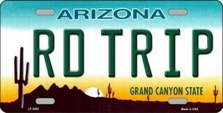 ROAD TRIP ARIZONA State Background Metal License Plate Sign Novelty Vanity Rd Trip Craft Supply