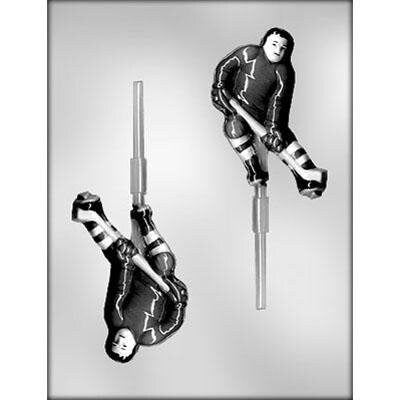 HOCKEY PLAYER Sucker Chocolate Candy Mold -- Hockey Sports Lolly Lollipop Craft Supply