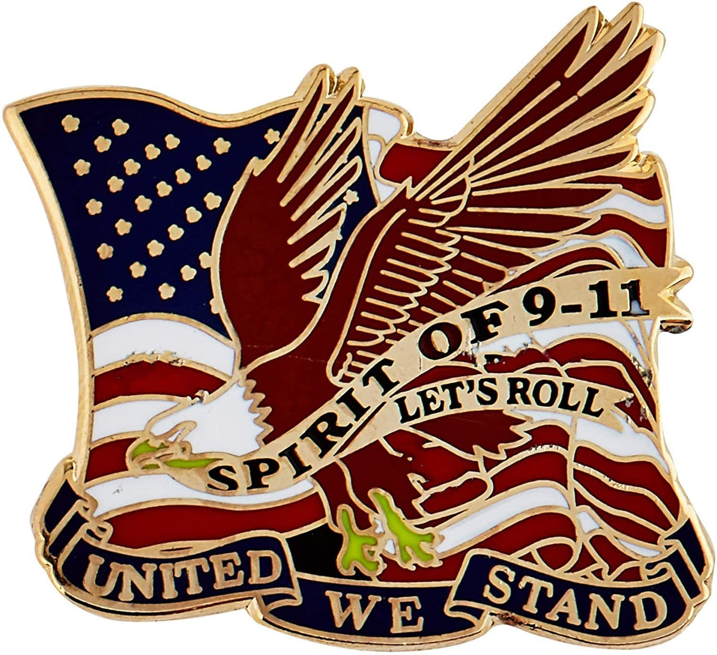 Spirit of September 11 - 9/11 United We Stand Let's Roll Lapel Pin - American Flag Eagle Enamel Pin Tie Shirt Trading Button Pinback