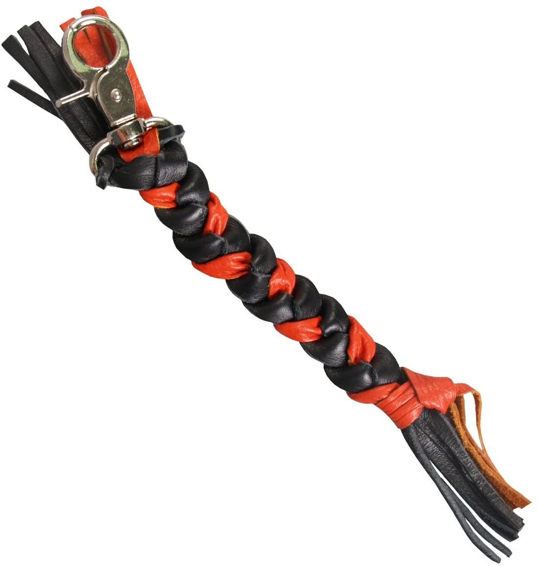 Black and Orange Braided Leather Keychain - High Quality Leather Gift with Lobster claw clasp - Keyfob Keyring For Bikers Motorcycle