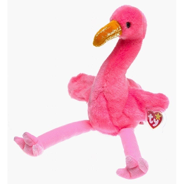 PINKY The Flamingo Ty Beanie Baby Retired Beanbag Plush - New with Tags - Flamingos Bird