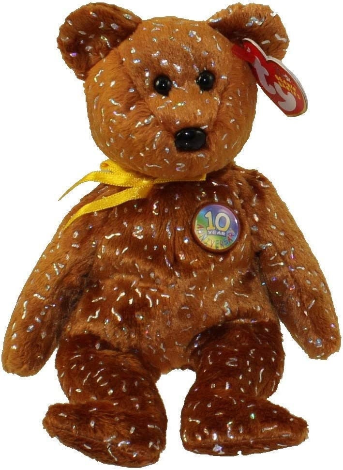 DECADE the Bear (Brown Version) Ty Beanie Baby Beanbag Plush - New with Tags Vintage Retired 06/02/2004