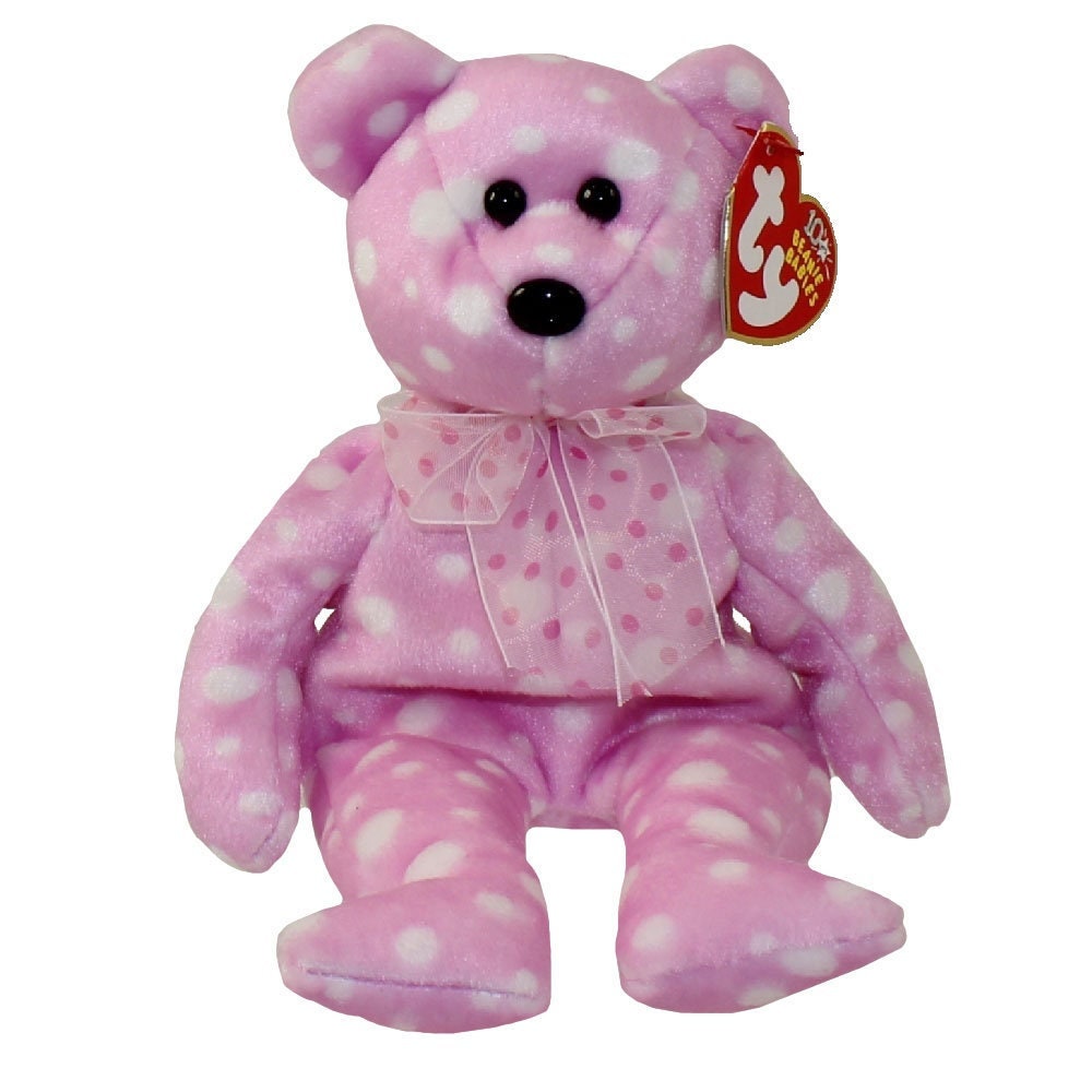 FIZZ the Bear (Pink Version) Ty Beanie Baby Beanbag Plush - New with Tags Vintage Retired Champagne