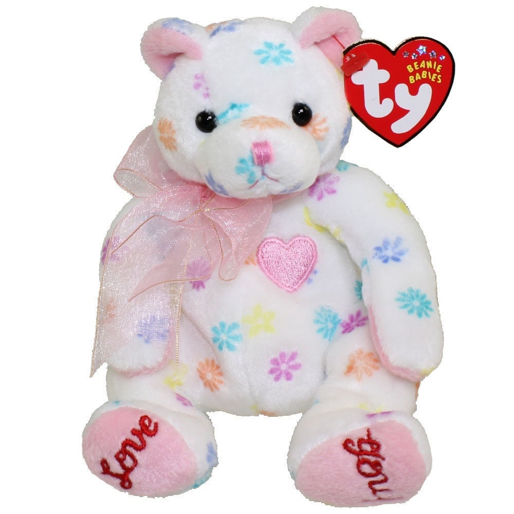 MOMe the bear Ty Beanie Baby Beanbag Plush - New with Tags Vintage Retired Mother's Day