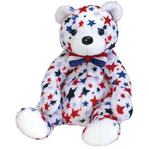 WHITE the Bear Ty Beanie Baby Beanbag Plush - New with Tags Vintage Retired Patriotic